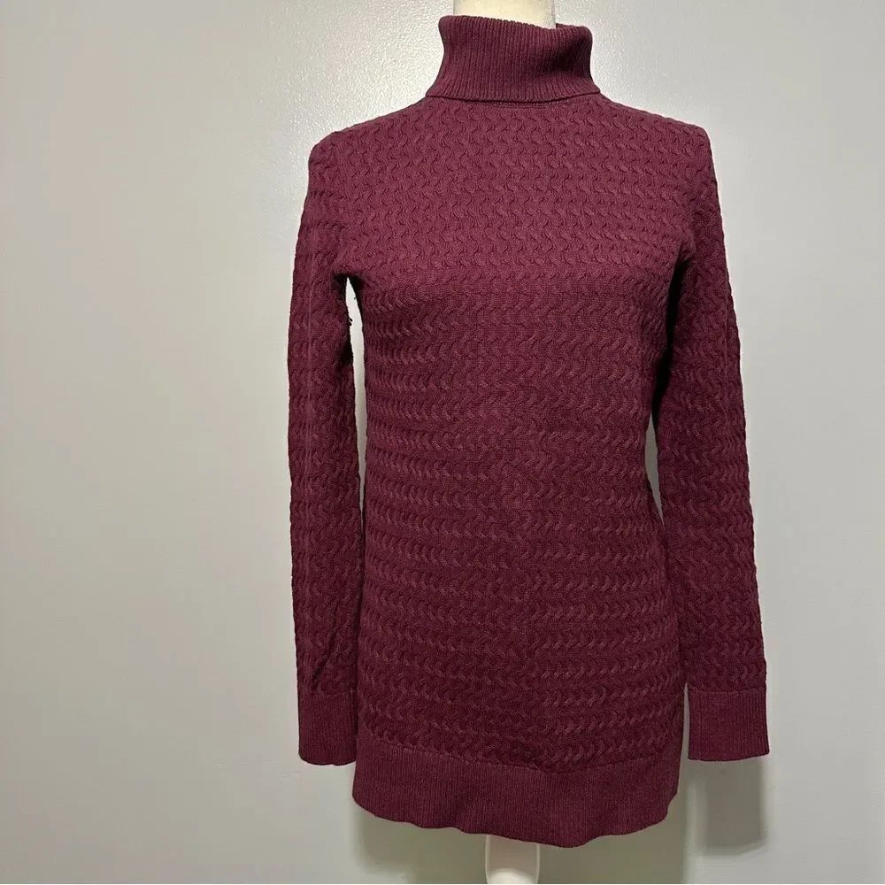 Lands End Sweater eggplant color Pullover Turtleneck Preppy Ribbed size S
